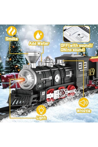 Deao Retro Elektrikli Buhar Tren Oyuncağı, Işık Ve Sesli, 6 Vagonlu Çocuklar Için Hediye, 3-8 Yaş Arası Taşıtlar & Kumandalı Araçlar