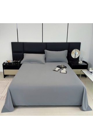 Yaozixa Lüks Otel Kalitesinde Yumuşak Mikrofiber Kraliçe Yatak Çarşafı - 230x220cm - Tüm Mevsimler İçin 112 Karakter Gri