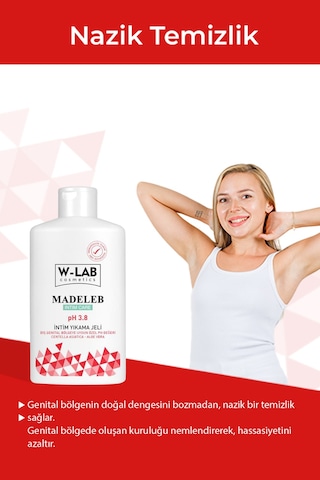 W-Lab Cosmetics Madeleb 3.8 pH Dengeli İntim Jel 250 ML