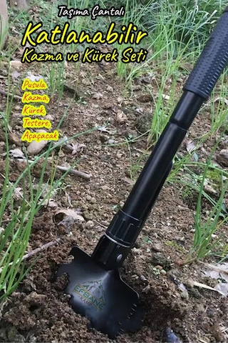 Efsane Kamp - Katlanabilir Kazma Kürek Seti Siyah