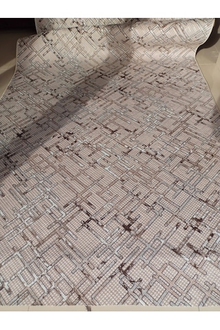 Aslan Home Kahve Desenli Yıkanabilir Kaymaz Taban Dört Mevsimlik Salon, Banyo, Balkon, Genç Odası Kesme Yolluk Kahverengi