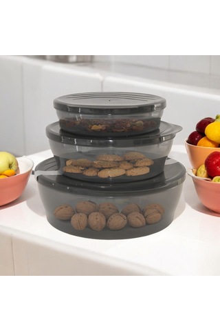 Tuffex TP730 Polo Yuvarlak Small Saklama Kabı 3'lü Antrasit