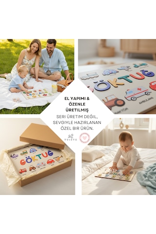 İsme Özel Bebek Hediyesi Montessori Oyuncak, Hediyelik Bebek Odası Dekor, El Yapımı Hatıralık Set 4