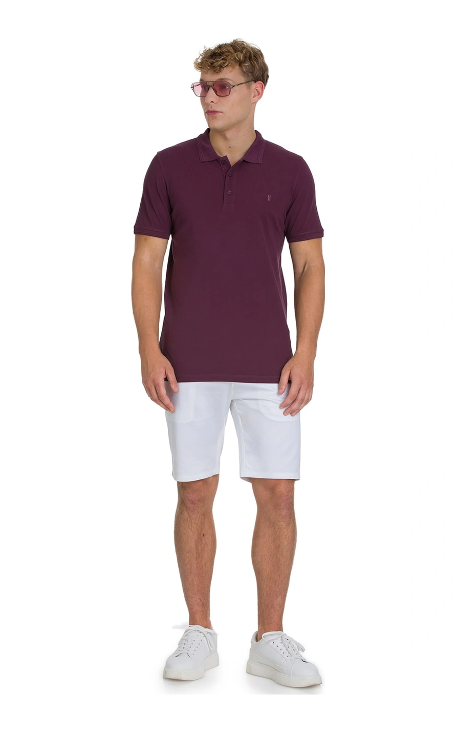 Hatemoğlu Mor Regular Fit 100% Pamuklu Polo Yaka Tişört 35219 666243