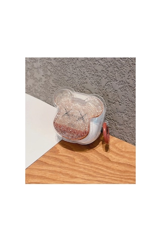 Samsung Galaxy Buds 2 - Buds Pro - Buds Live - Buds 2 Pro - Buds Fe Uyumlu Kılıf Süslü Kalp Desenli Kahverengi