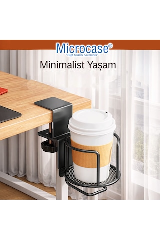 Microcase Çok Amaçlı Masaya Monte Bardak Termos Şişe Ve Kulaklık Tutucu Al5439 Siyah