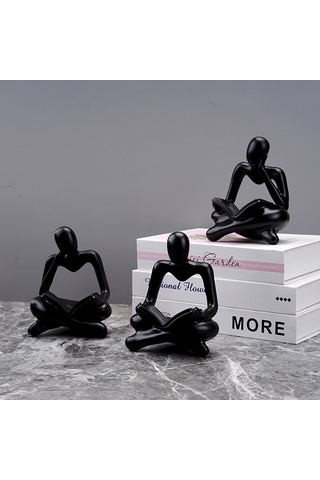 Hangfox Ev Dekorasyonu Kütüphane Salon Örnek Dairesi İçin Modern Abstrakt Okuyucu Figürü - Siyah Sağ姿势轻奢 Sanat Heykeli Diğer