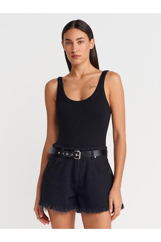 Dilvin 21053 Askılı Bodysuit-siyah-12168 Siyah