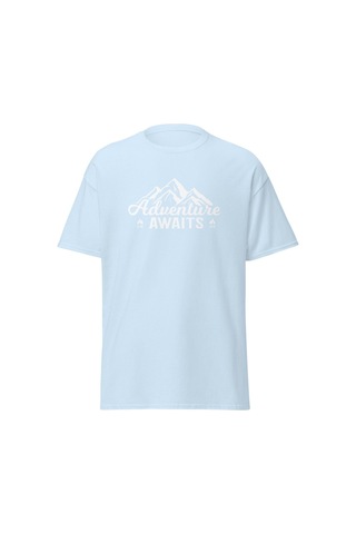 Wildstyle Adventure Awaits Dağ Macera Temalı Baskılı Unisex Bisiklet Yaka Pamuklu Tişört Bebek Mavisi