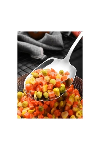 304 Paslanmaz Çelik Servis Kaşığı 25 Cm Salata Yemek Porsiyon Kaşık Şef Servis Kaşığı 1 Adet Gümüş