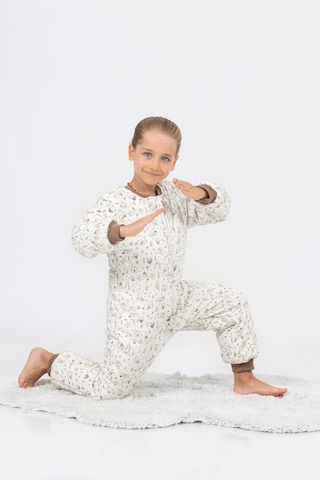 Cantoy Kız Erkek Çocuk Kalın Elyaf Dolgulu Premium Kalite 2.5 Tog Desenli Uyku Tulumu Ekru - Kahverengi