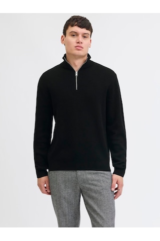 Jack & Jones Jprblamılano Stıtch Knıt Half Zıp Sn Black Black