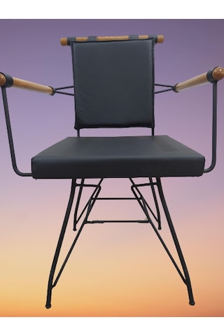 Bengimobilya Sandalye Penyez Klasik Model Metal Çelik Siyah Fırın Siyah Boya S Siyah