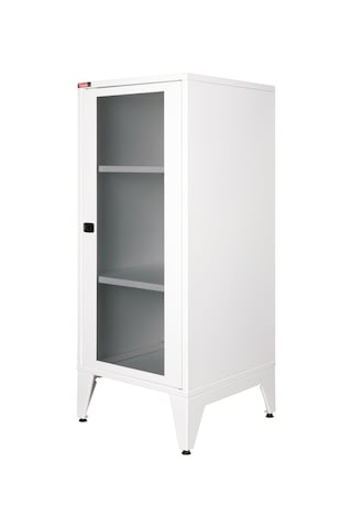 Lande - Ziglat 1110 - Metal Dolap - Cam Kapılı - Mat Beyaz. Beyaz