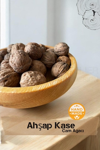 El Yapımı Çam Ağacı Ahşap Kase & Çerezlik 20 Cm