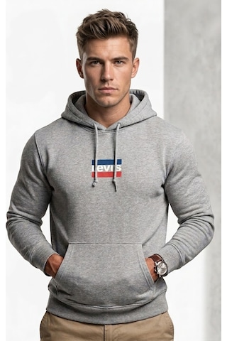 Levi's Kapüşonlu Gri Erkek Sweatshirt