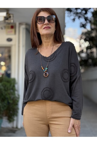Butik İtalyan Kadın Yün Karışımlı Triko Antrasit