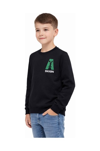Baglan Erkek Çocuk Önü Baskılı Sweatshirt Bgl-st05234 Siyah