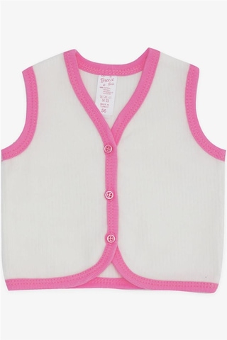 Breeze Kız Bebek Kadife Yelek Düğmeli 0 3 Ay 9 Ay, Beyaz Beyaz