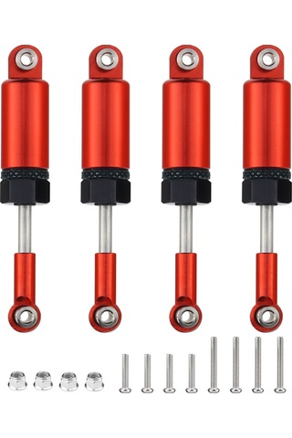 Youtek Kırmızı Alüminyum Amortisör + Tutucu Seti, 4 Adet, 11mm Çap, 65mm Uzunluk -顽皮龙皮卡 C14 C24 Uyumlu