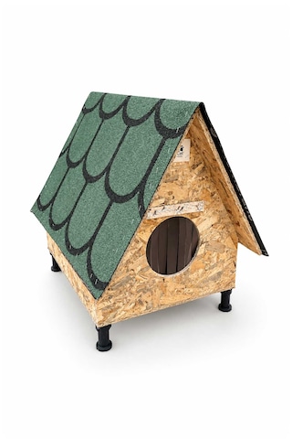 Reyo Narım Bungalov Kedi Evi, Kedi Barınağı Isı Ve Suya Dayanıklı Çatı 45x60x70 Cm