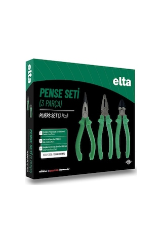 Elta 3 Parça Pense Seti 180 Mm Pense 160 Mm Yan Keski 160 Mm Kargaburun 13000005652 Set 3 Parça