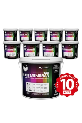 Alkoru 10 Adet 13 Kg Beyaz Likit Membran Avantaj Paket