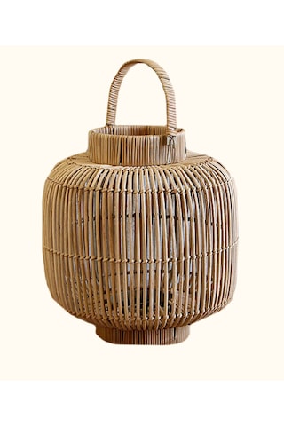 Koza Home Meander El Yapımı Dekoratif Rattan Mumluk 28x30x38 8940 Standart