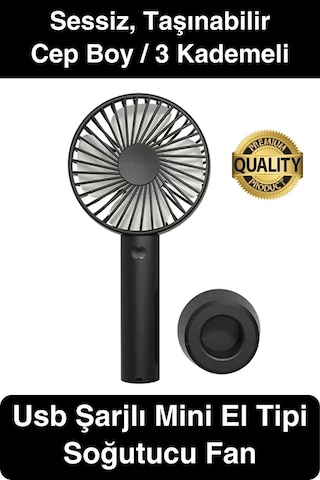 Taşınabilir El Tipi Usb Şarjlı 3 Kademeli Mini Pervane Serinletici Fan Soğutucu Sessiz Çalışabilen