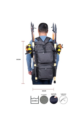 Wolfish Balıkçı Sırt Çantası Siyah 4 Olta Kapasiteli