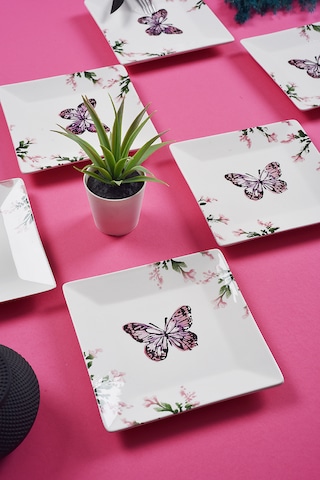 Piatti Naturali 6'lı Kelebek Tatlı Tabak Seti Sunum Servis Pasta 15 Cm