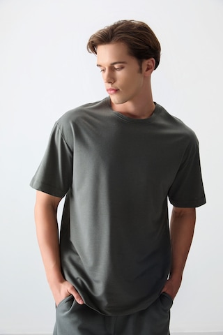 Air Jones Tommy Life Haki Pamuklu Kalın Yumuşak Dokulu Oversize Fit Basic Erkek T-shirt - 88377 Haki