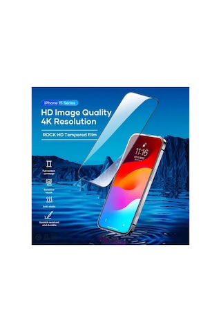 Apple iPhone 15 Pro Max Uyumlu, 9h Dirençli, 0.33mm Temperli Cam, Kolay Montaj, Ekran Koruyucu - 678674084