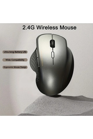 Besthome1 2 4g Ergonomik Grey Fare Oyun Ofis Uyumlu Pil Optik Sensör Rahat Tutuş Windows 10 Kullanımı İçin -