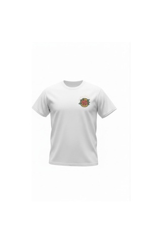 Urbantrendstore Unisex Gül Desen Baskılı Oversize Fit Rahat Geniş Salaş T-shirt Günlük Tişört Beyaz