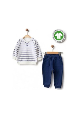 Erkek Bebek Çizgili Organik Eşofman Takım-15484 renkli