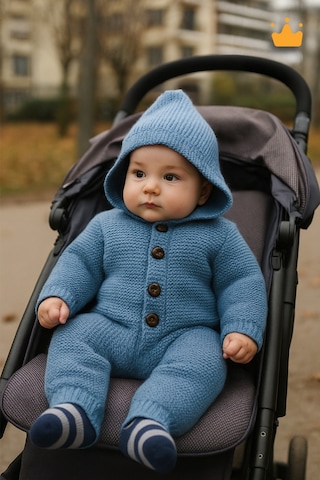 Babyhola Triko İçi Velsoft Kışlık Kalın Kız Erkek Bebek Tulum Gül Kurusu 2809 İndigo
