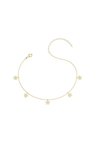 İndigo Takı Küçük Yıldız Altın Kaplama Gümüş Halhal Çok Renkli