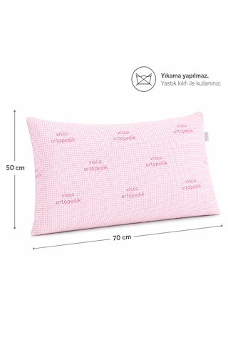 Visco Dolgulu Ortopedik Yastık 50x70 Cm -boyun Desteği Sağlar. Pembe