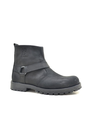 Chiron Hakiki Deri Siyah Fermuarlı Unisex Bot Siyah