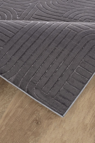 Tropikal Home Bambu Dokulu Modern Desenli Kaymaz Taban Lüx Dört Mevsim Yıkanabilir Halı Yolluk Antrasit