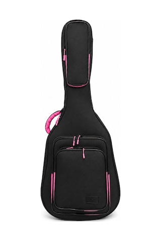Profesyonel Gigbag Kalın Klasik Gitar Kılıfı-çantası - Siyah - Pembe 1900 Denye Lüx Kumaş - %100 Su Geçirmez