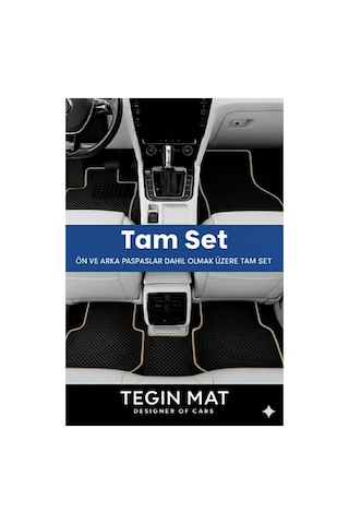Dacia Spring 2021 2025 Essential Uyumlu Eva Oto Paspas Siyah Bej Metal Topukluklu Tam Set