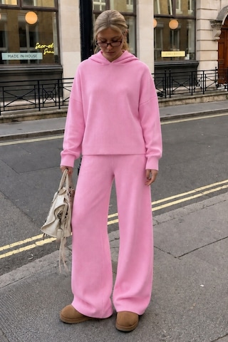 Madmext Pembe Kapüşonlu Kadın Triko Takım Mg2892