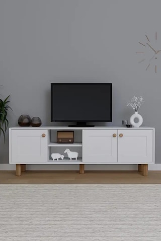 Bohem Serisi Natura Mat Beyaz Tv Ünitesi Beyaz