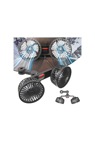 Araba Fan Çifte Kafa Usb Araba Soğutma Fanı Arka Koltuk Başlığı Fanı, Usb Fan 3 Gear 360 Derecelik Araba Kamyonu Suv İçin Ayarlanabilir