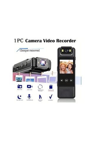 Dashanshop 1pc Yııyry 180 Dönebilir Lens Lcd Ekranlı Gece Görüşlü Usb Şarjlı Mini Giylebilir Kamera