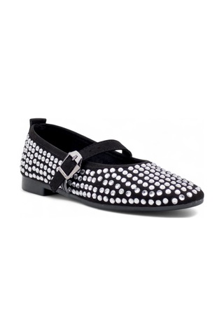 Shoes Taşlı Tokalı Kadın Babet Gümüş