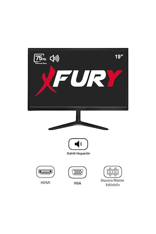 Fury 19" Geniş Ekran 75 Hz 5ms Dahili Hoparlör Vga,hdmı,ses Sesli Led Monitör