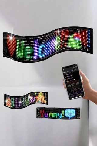 Otomobil Uyumlu Led Matrix Dijital Ekran Bluetooth Bağlantılı Çok Renkli